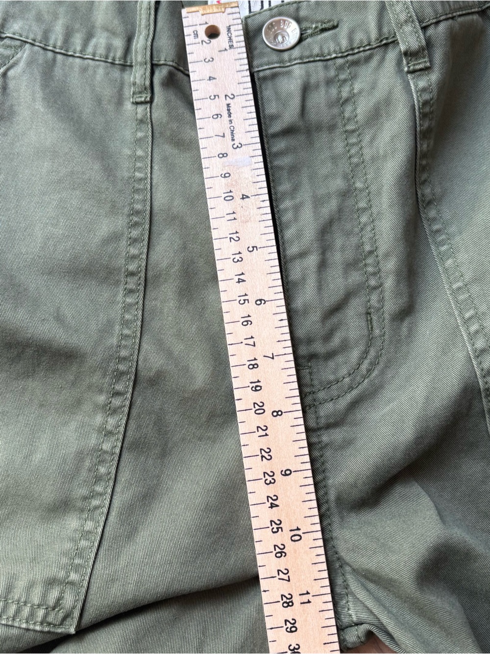 BDG Desert Curved Skate Pants Cargo Olive with Cream & Blue Patch Pockets - Picture 8 of 14